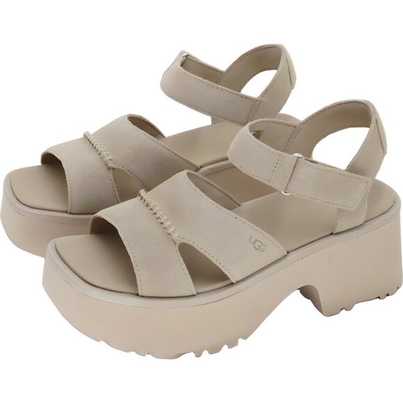 UGG New Heights Platform Ankle Strap Sandals Cream Women's US 10M - Picture 2 of 6